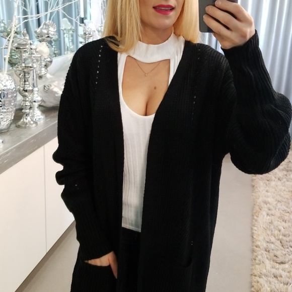 BLACK FULL LENGTH CARDIGAN - LAST 1 - Picture 3 of 4